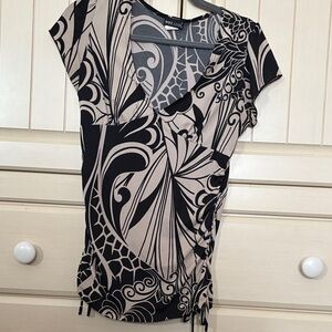 Hot Kiss Black and Cream Abstract Blouse